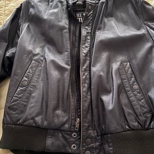 Brown Leather Bomber Jacket
